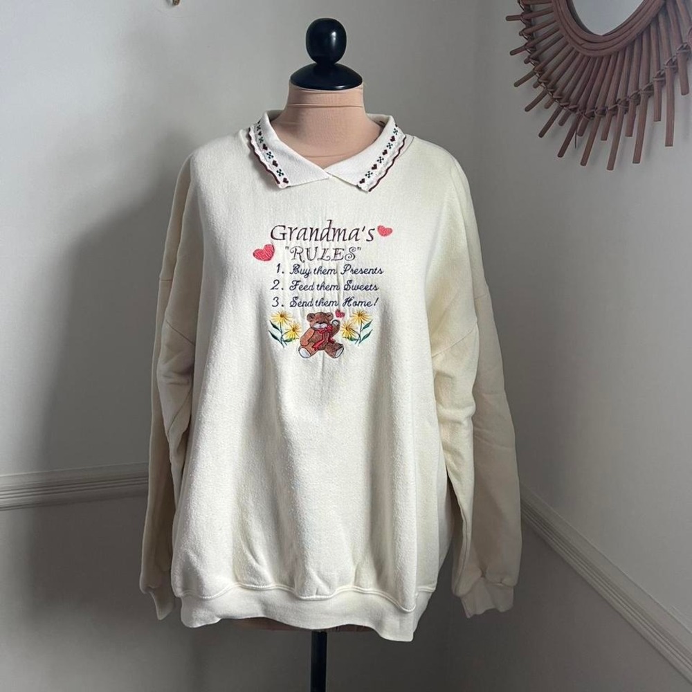 Vintage Grandma's‎ Rules Embroidered Cottage Crewneck